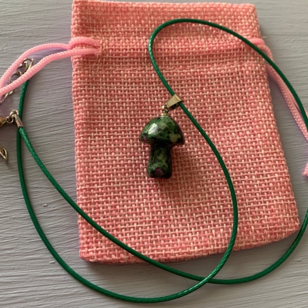 Ruby Zoisite Mushroom Necklace | Mushroom Pendant | Boho Jewelry |Magic Mushroom - Picture 1 of 5
